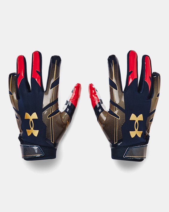 Youth UA F8 Football Gloves, Navy, pdpMainDesktop image number 0